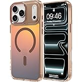 ZIYE Iridescent Case Compatible with iPhone 17 Pro Max Cute Fluorescent Laser Design Shockproof Protective Phone Cover Compatible with Magsafe for Women Girls Men Desert Gold