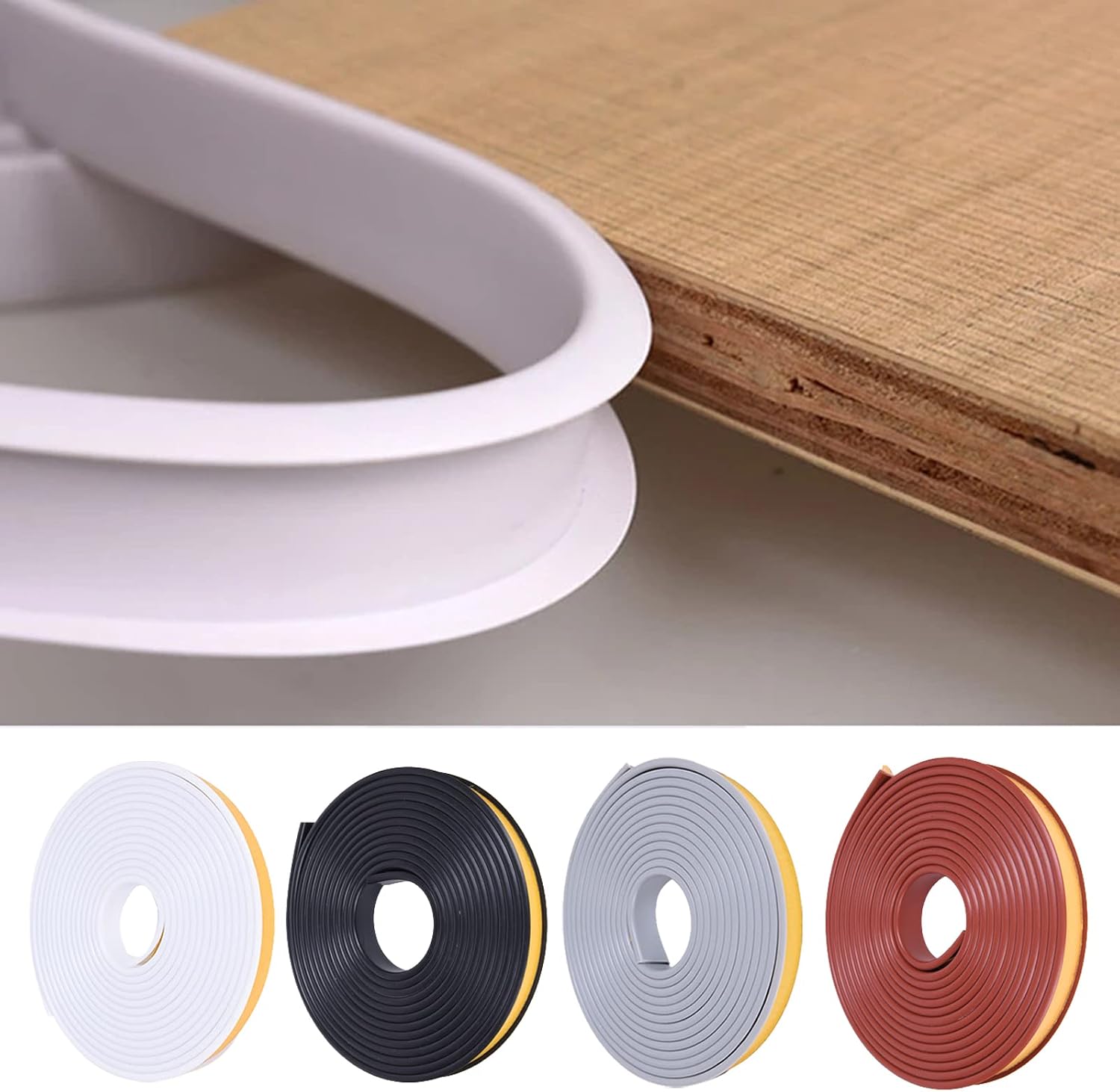 EVERDIJ U-Shape Edge Banding, 16.4ft Self Adhesive Veneer Edging,TPE Flexible Furniture Edge Protector for Cabinet Repair Furniture Restoration (15MM, White) (TP01601448)