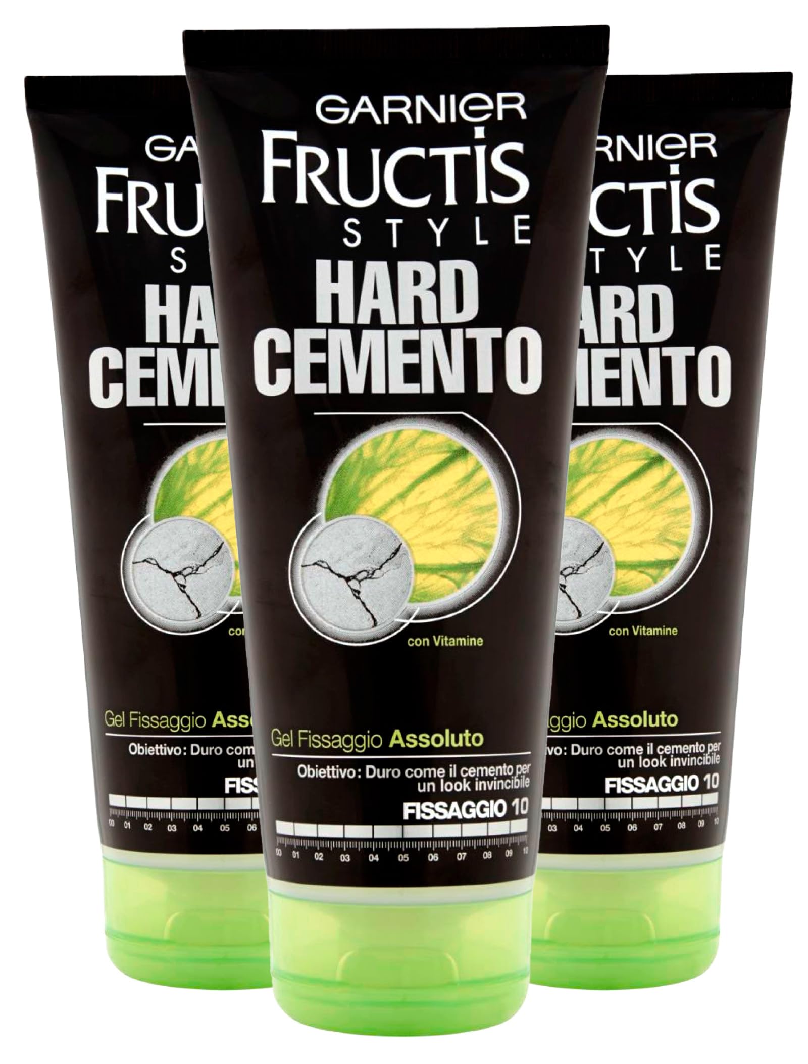 Garnier Fructis Style Gel Hard Cement Hold 10 Absolute Fix with Fortifying Vitamins Extra Duration - 3 bottles of 200ml
