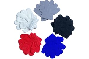 SIMRCIO Toddler Winter Warm Knitted Writing Gloves for Boys and Girls, 1-3 Years Old (5Pairs)
