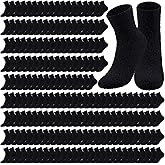 Cuffbow 100 Pairs Bulk Fuzzy Socks for Men Women Cozy Slipper Fluffy Socks Bulk Warm Gifts for Homeless
