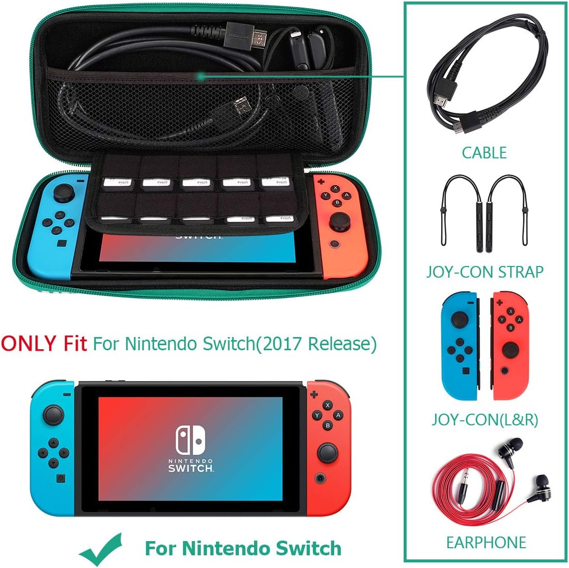 Carrying Case for Nintendo Switch,Travel Carry Cover Hard Shell Storage for Leaf Crossing NS Console and Accessories,Slim Protective Portable Travel Pouch Bag with 10 Game Card Slots for girls boys: Electronics