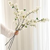 Senjie Artificial Cherry Blossom Branches, Fake Flowers Bouquet with Real Touch Long Stems, Faux Silk Flowers for Vases Wedding Party Table Centerpieces Spring Home Decor (3PCS, Vase Not Included)