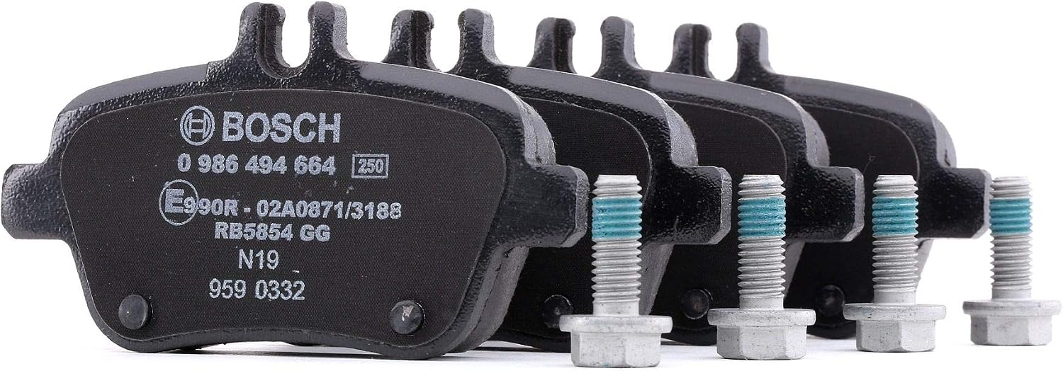 Bosch BP1509, Brake Pads Car Rear Axle, Bosch Quality, Reduced Noise and Dust, ECE-R90 Certified, Copper-Free