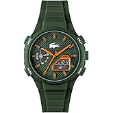 Lacoste LC33 Men's Analog-Digital Watch – TR90 Case, World Clock, Stopwatch, Alarm, Backlight, Textured Silicone Strap, Premium Fashion Timepiece - Gift for Him - 45mm