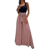 Yajedo Women's Jumpsuits Dressy Casual Summer Loose Wide Leg Tank Top Jumpsuit with Belt