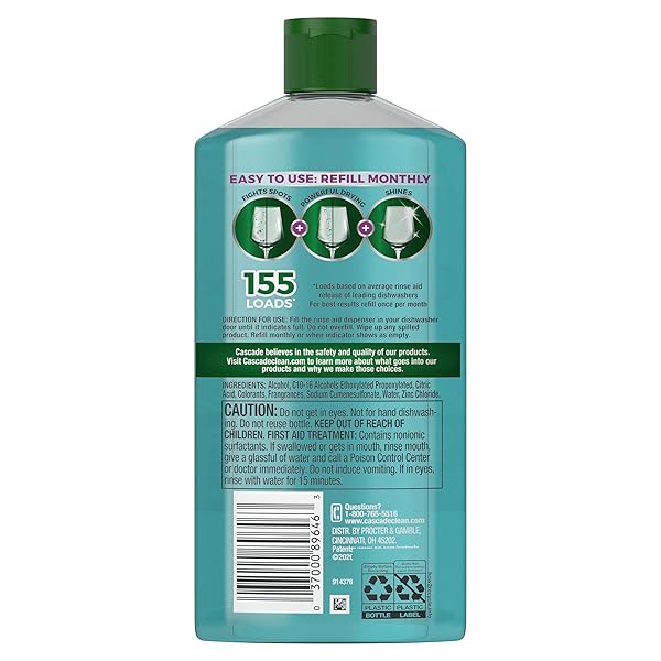 CASCADE POWER DRY DISHWASHER RINSE AID, 16 FL OZ