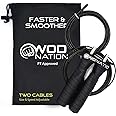WOD Nation Attack Speed Skipping Rope: Adjustable Jump Ropes: Unique Dual Cable Training System: Thick Cable and 11 Foot Lightweight Cable