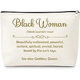 Gifts for Black Women Makeup Bag African American Black Lady Women Girl Magic Afro Gifts Idea for Best Friend Positive Encouragement Inspirational Birthday Gift for Her Cosmetic Bag with Zipper