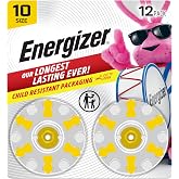 Energizer Hearing Aid Batteries Size 10, Yellow Tab, 12 Pack