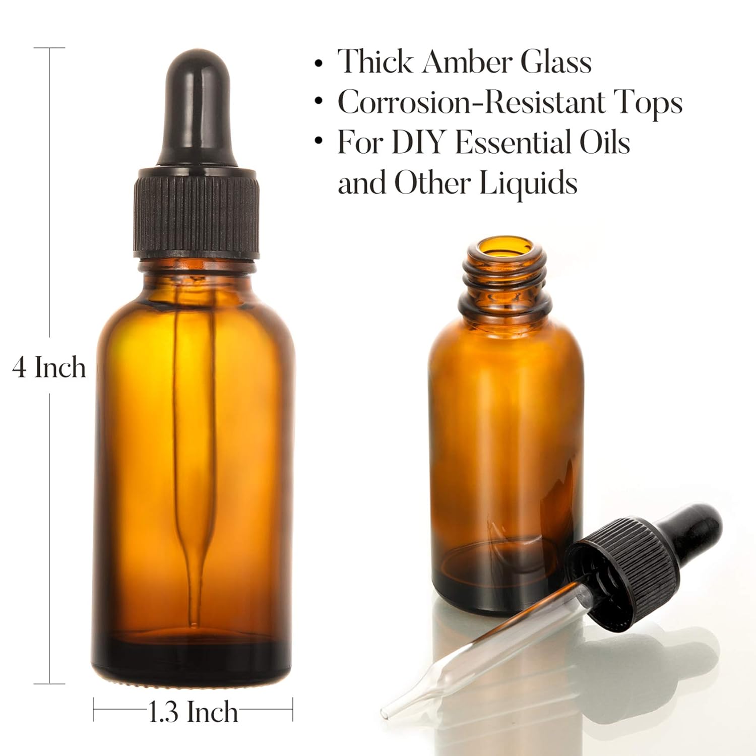 24, 1 oz Dropper Bottles for Essential Oils with 6 Stainless Steel Funnels & 1 Long Glass Dropper - 30ml Amber Glass Bottles with Eye Droppers - Tincture Bottles, Leak Proof Travel Bottles for Liquids: Industrial & Scientific