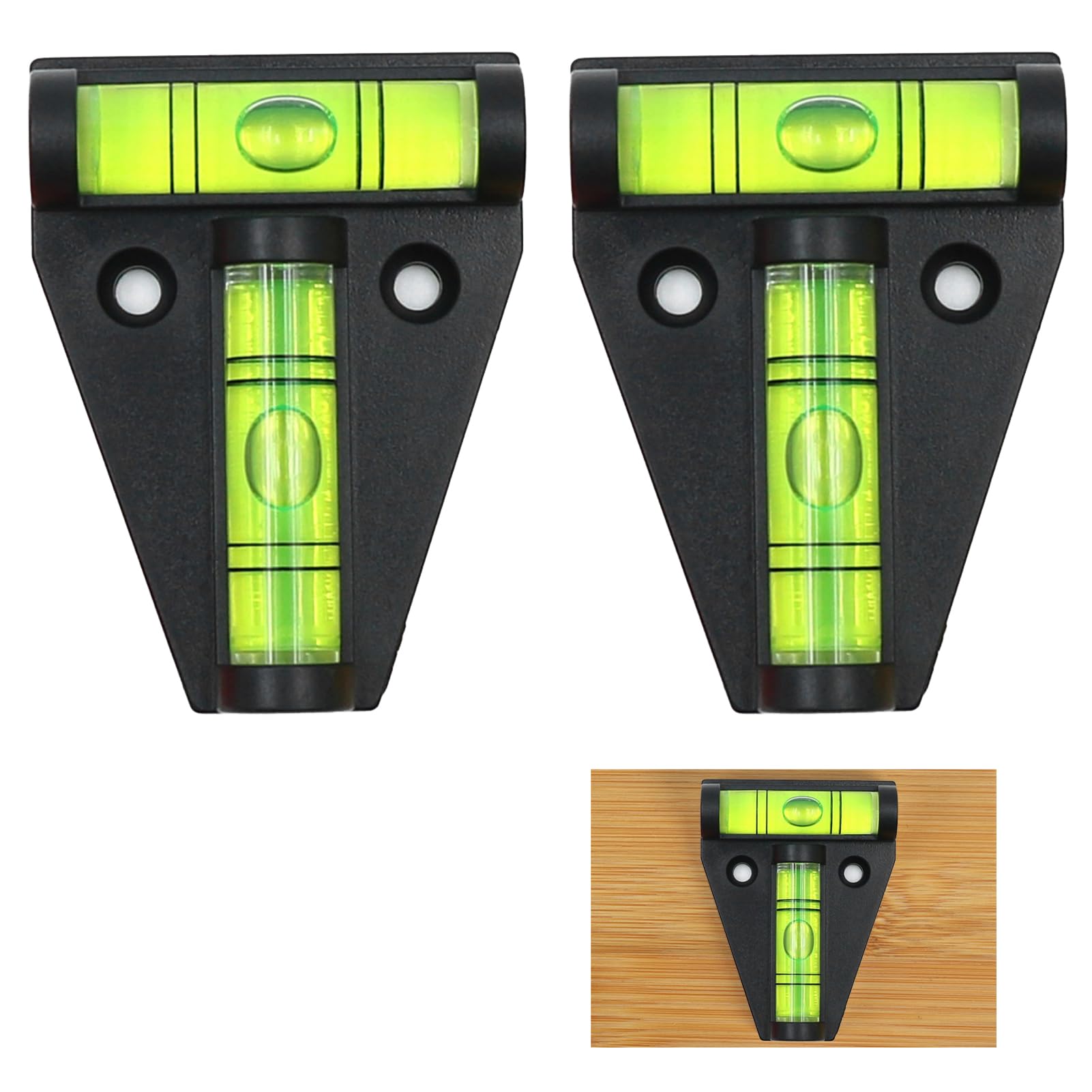 2 Pcs T Type Spirit Level, 2 Way Bubble Leveling Device Small Cross Check Spirit Bubble Level Mini Caravan Leveller Devices, Motorhome Gadgets Levellers (Black T Type Spirit Level, 2)