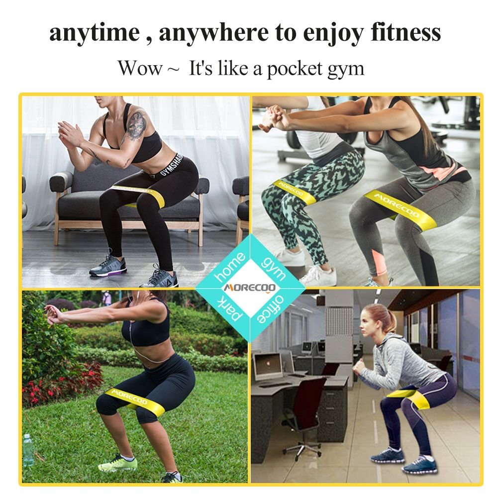 Kit Bandes en Boucle Exercice Yoga et Musculation, MORECOO Latex Naturel Pur Bandes Elastiques pour Musculation, Yoga, Rééducation, Tractions Perte de poids et d\'Autres Sports pour Homme et Femme [4Lots]