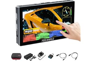 FEELWORLD P6X 5.5" Aluminum Camera Monitor + 4400mAh Battery + Case, 1000nits DSLR Field Touch Screen, HDR, 4K 60Hz HDMI, 3D LUT, Waveform Peaking Focus Zebra