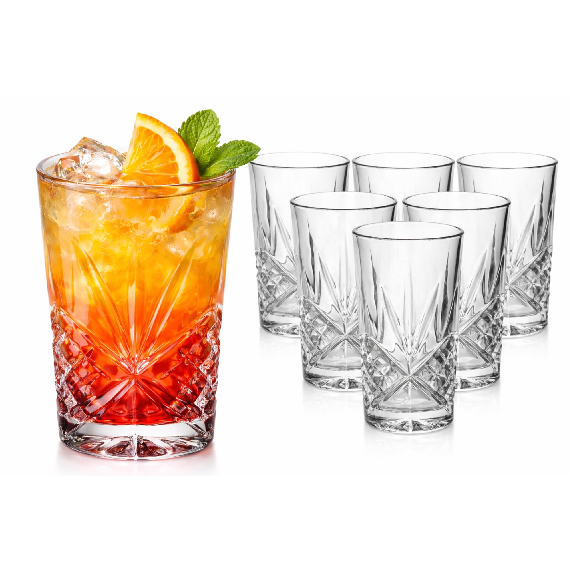 Utopia Symphony Hiball Glasses – Pack of 6, 12.25 oz / 350 ml Clear Tumbler Glasses, Classic Hiball Barware, Dishwasher Safe, Commercial & Home Use