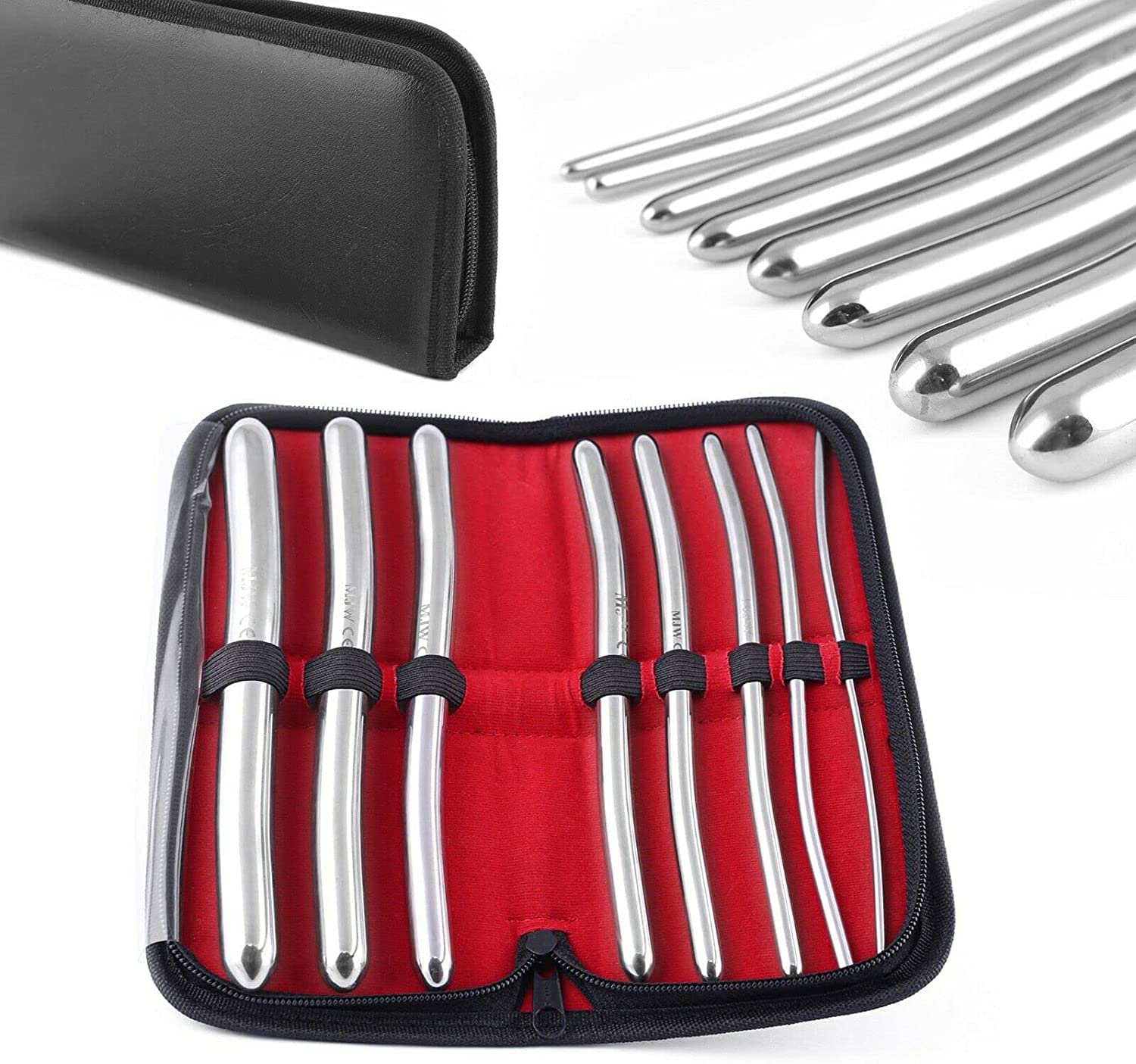 Hegar Dilators Uterine Dilators Sounds Set 8 Pcs Dilator Set Hegar Sounds Urethral Dilators for Men Double End Gynecology Sounding Rods Urethral