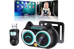 OTTOCAST Cabin Care Car Camera for Baby, Wireless CarPlay Adapter with 1080P Baby Car Camera, HD Night Vision, 150° Wide Angle, Real-Time Rear Seat Monitor, Easy Installation