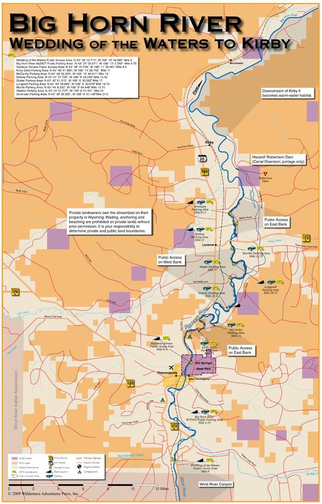 Big Horn River 11x17 Flyfishing Map Sports & Fitness Charts & Maps