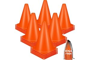MIVERYEA Cones Sports for Kids, Small Training Cones Set for Soccer Practice, 24 Pack 7 Inch Agility Field Cone Marker for Football Basketball Drills, Plastic Multi color Baseball Cone for Outdoor Indoor Games