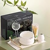 cjc Matcha Whisk Set, 7Pcs Matcha Set, Matchas Kit forJapanese Ceremony -Ceramic Bowl with Spout, Matcha Whisk, Sifter ect.Used for Breakfast, Afternoon Tea, Christmas Gift for Matcha Lover (White）