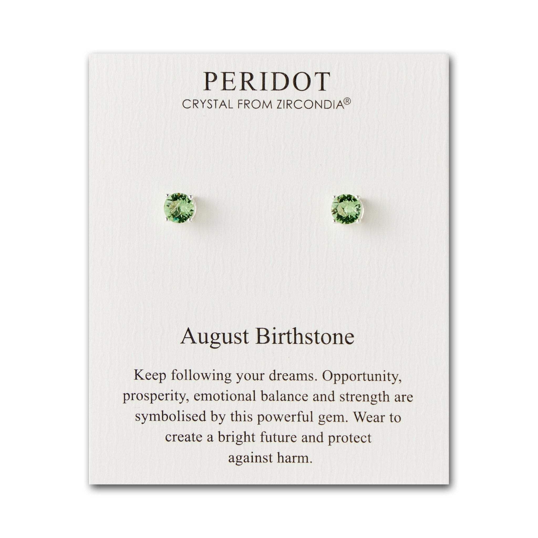 Philip Jones August (Peridot) Birthstone Earrings Created with Zircondia® Crystals