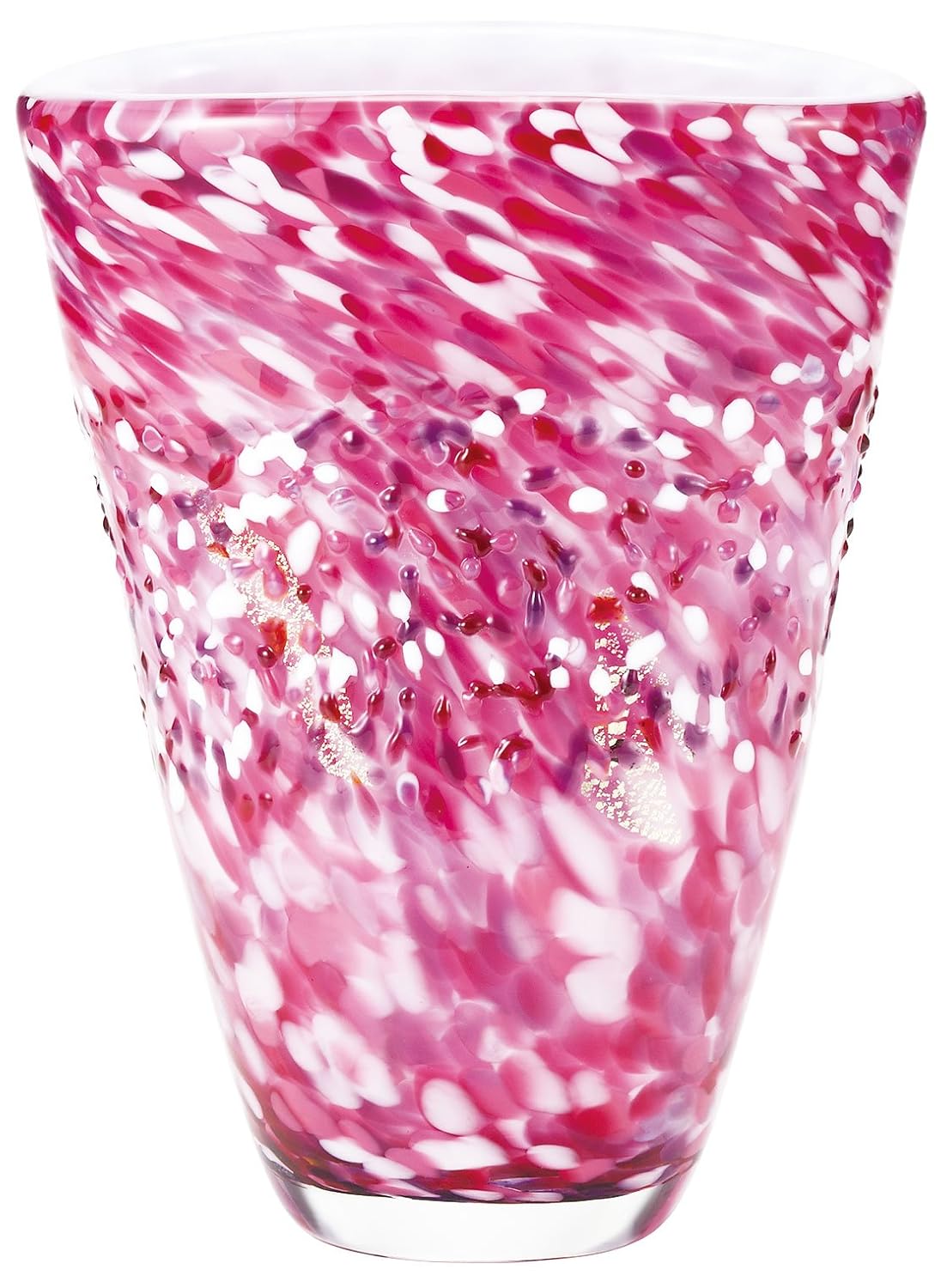 アデリア F 壺金耳付花器 弘前桜 花あかり B00xvz90am 津軽びいどろ 壺金耳付花器 フラワーベース花器 使い勝手の良い