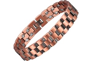 MagEnergy Copper Bracelet for Men, 99.9% Pure Copper Magnetic Bracelet with Double Row Magnets Adjustable Jewelry Gifts