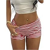 Verdusa Cruise Outfits for Women 2026 Y2K Striped Micro Shorts Low Rise Party Going Out Skinny Mini Shorts