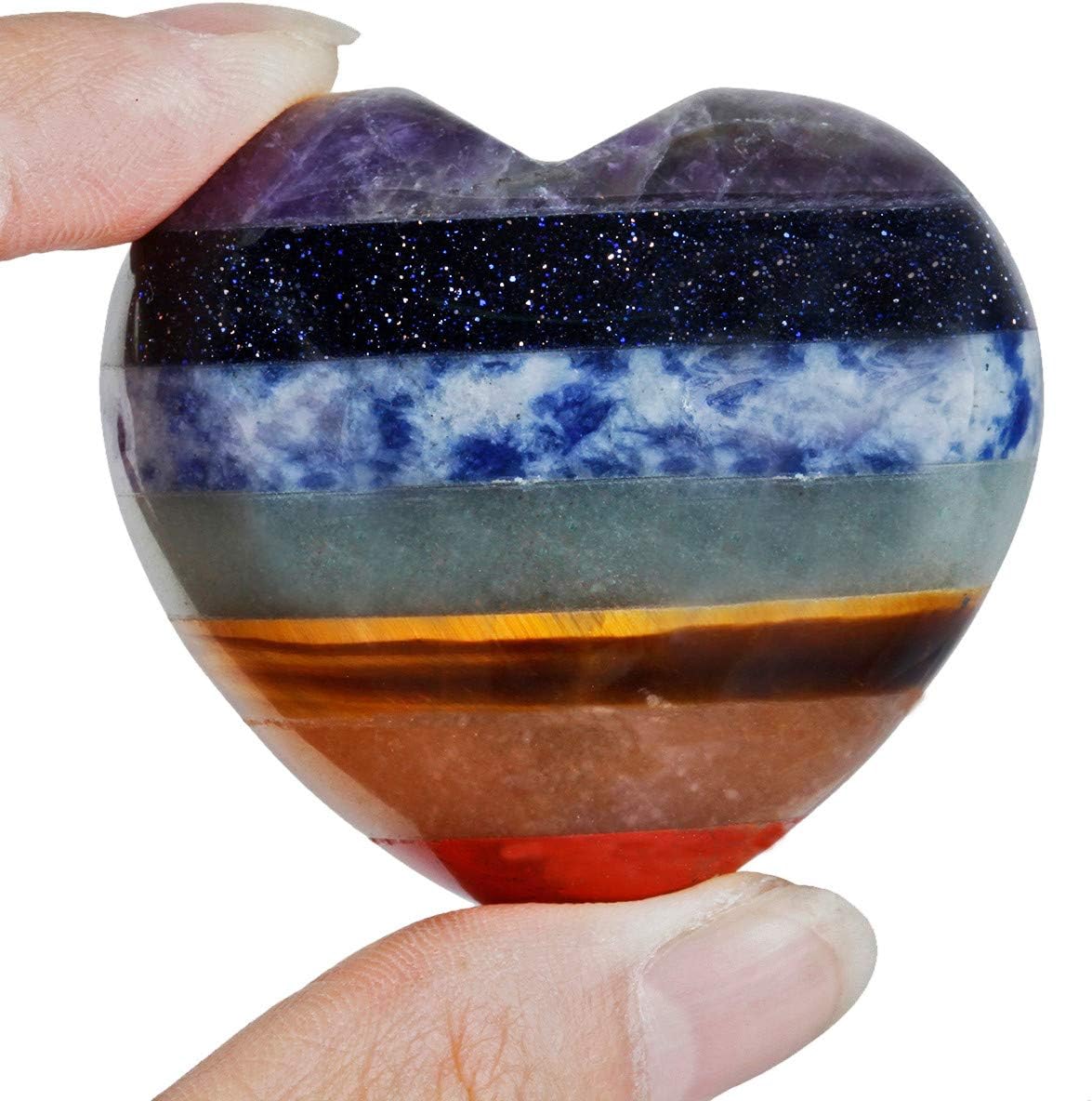KYEYGWO 7 Chakra Stone Puff Heart Healing Crystals Love Stone - Image 3