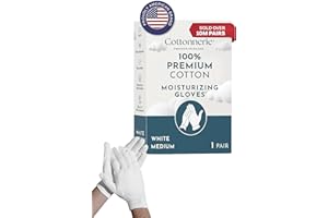 Cottonnerie Cotton Gloves for Dry Hands Sleeping, Moisturizing Gloves Overnight, Hand Moisturizer Gloves, Moisture Gloves for Dry Hands Overnight, Sleeping Gloves, Eczema Gloves, Medium 1 Pair