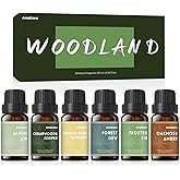 AmaKane Woodland Fragrance Oil, Forest Diffuser Oil Scents, Candle Scents for Candle Making, Soap Making Scents, Frosted Fir, Cedarwood&Juniper, Oakmoss Amber and More Essential Oils 6x10ml