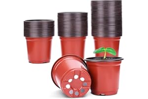 PEYOU 105 Pcs 4" Plastic Plant Nursery Pots, Seeding Pot Flower Plant Container for Seedlings Transplanting Small Plants Growing