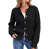 Trendy Queen Cable Knit Cardigan Sweaters for Women | Crewneck,Chunky Knit Texture,Fall Fashion Outfits 2026,Winter Holiday Clothes