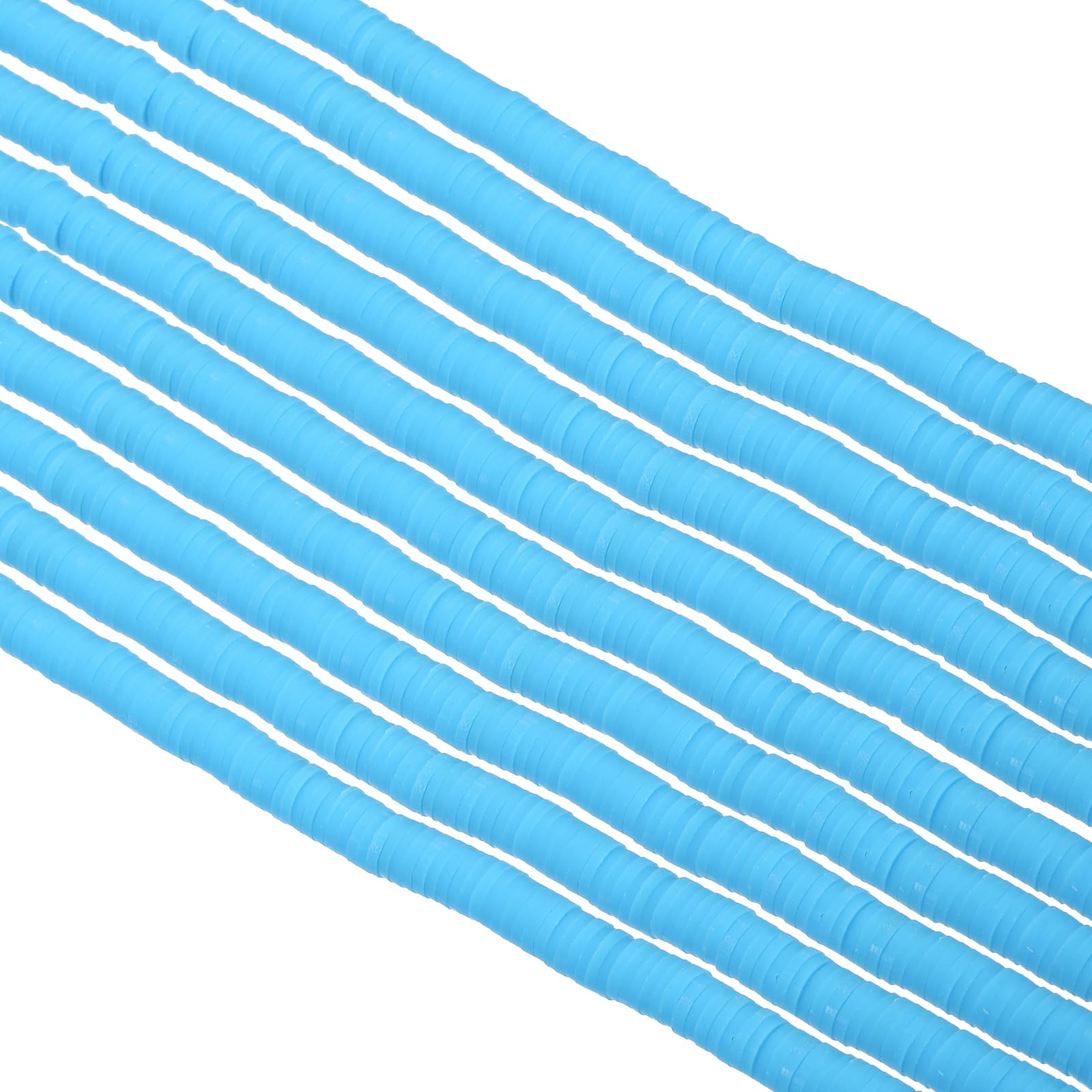 PATIKIL 6mm Polymer Clay Beads Spacer, 3500Pcs 10 Strands Round Flat Handmade Bead Spacer for Craft Home Decor Chain Bracelets Jewelry Making, Sky Blue
