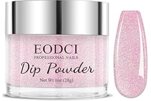 EODCI Dip Powder Glitter Pink Color, 1 Oz/28g Dipping Powder French Nail Art Starter Manicure Salon DIY at Home Glitter Odor-Free and Long-Lasting, No Need Nail Lamp Curing