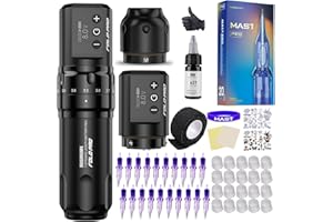 Mast Tattoo Wireless Tattoo Kit Fold Pro Tattoo Pen Machine Gun with 2 Batteries Complete Tattoo Kit Needles Cartridges MY032