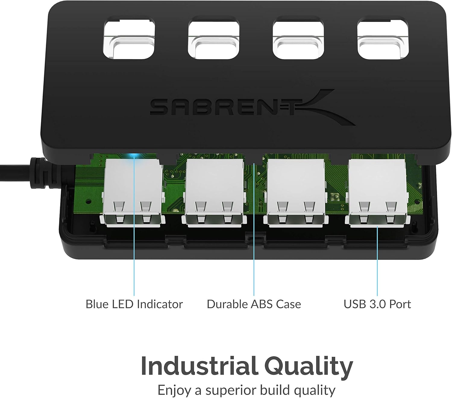 Sabrent 4-Port USB 3.0 Hub with Individual LED Power Switches | 2 Ft Cable | Slim & Portable | for Mac & PC (HB-UM43): Computers & Accessories