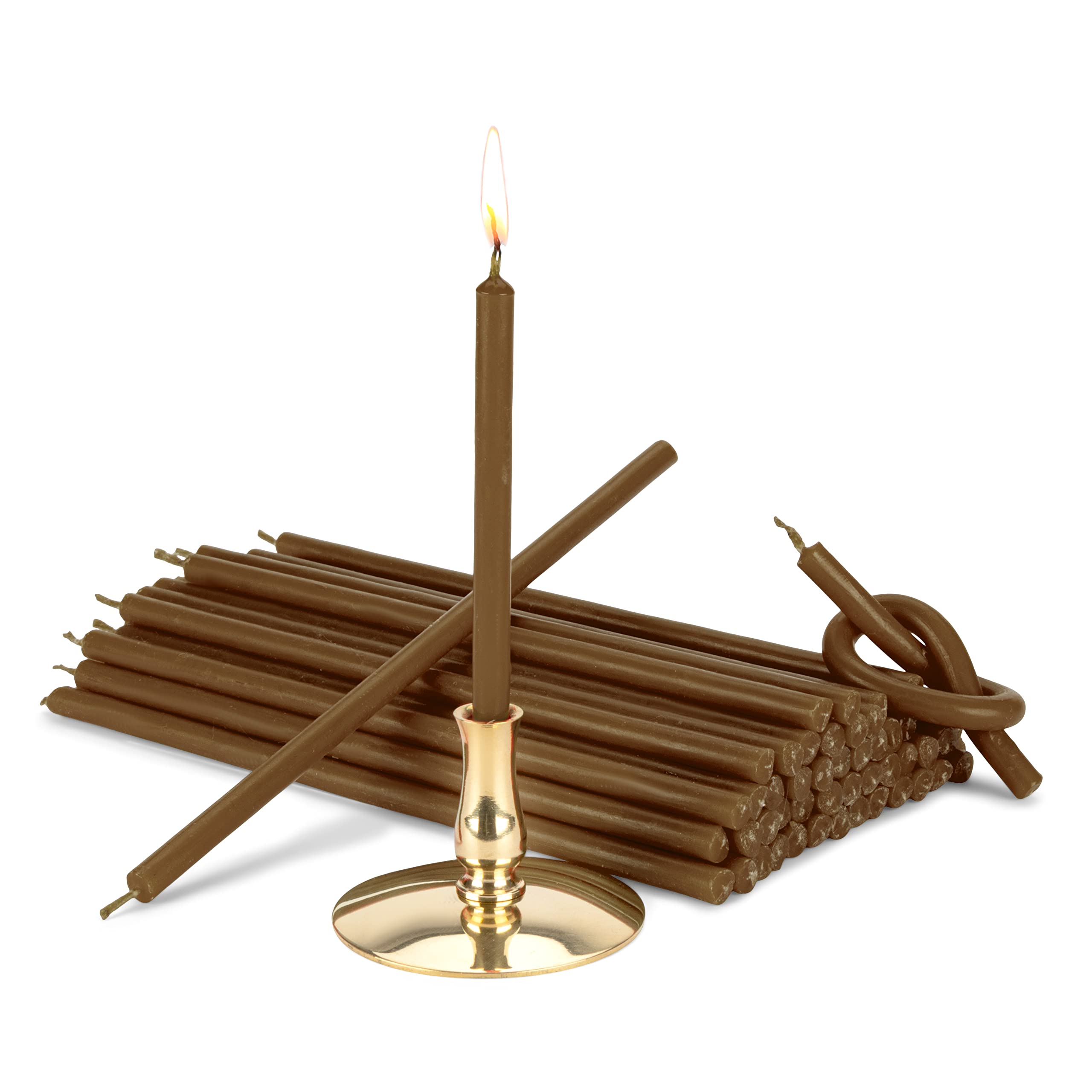NKlaus - Candle holder with stick candles brown drip-free L 16cm Premium paraffin wax 40006