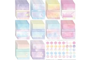 EggSun 250Pcs Watercolor Stationery Paper and Envelope Set with 100 Letterhead Papers and 50 Envelopes, 10 Design for Letter Writing Invitations Computer Holidays Party Notes, 8.5x11 Inch-Lined