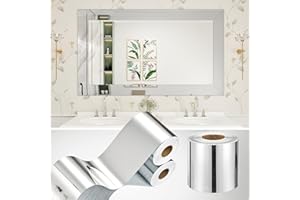 WESTICK Mirror Frame Border Trim Peel and Stick Mirror Tape Border for Bathroom Waterproof Removable Silver Bulletin Board Wallpaper Boders for Classroom Wall Decoration Kitchen 3.94" x 160"