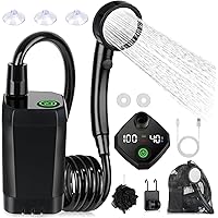 Portable Shower for Camping, [Long-Lasting] Spopal 6000mAh Rechargeable Camping Shower with Intelligent LED Display, 4 Spray 
