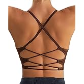 RUNNING GIRL Sports Bras for Women,Sexy Crisscross Back Seamless Padded Sports Bra Medium Support with Removable Pads
