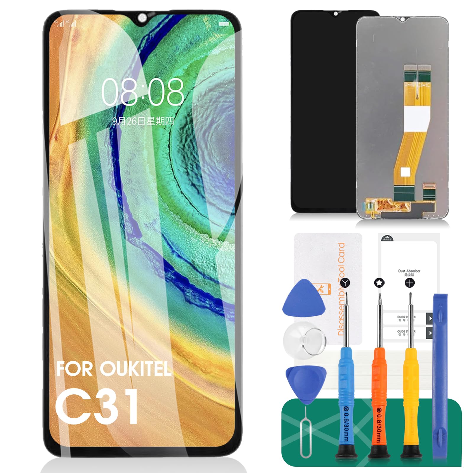 For Oukitel C31 LCD Display For Oukitel C31 Pro Screen Replacement Touch Digitizer Assembly Repair Kits (Black,Without Frame)