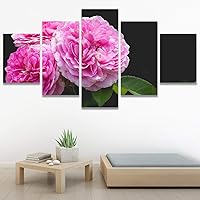 SIGNWIN 5 Panel Canvas Wall Art Pink Fields for Home Decorations Ready to Hang - 60