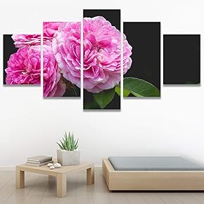 SIGNWIN 5 Panel Canvas Wall Art Pink Fields...