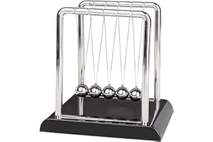 BOOBYSUU Newton's Cradle Swinging Balls, Balance Pendulum with Black Base, Fun Science Physics Toy, Calm Down Fidget Accessory, Desk Stress Relief Toy, Office Decoration (Large Black)