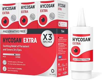 Hycosan Extra Triple Pack Eye Drops Hyaluronic Acid Preservative Free 3 x 225