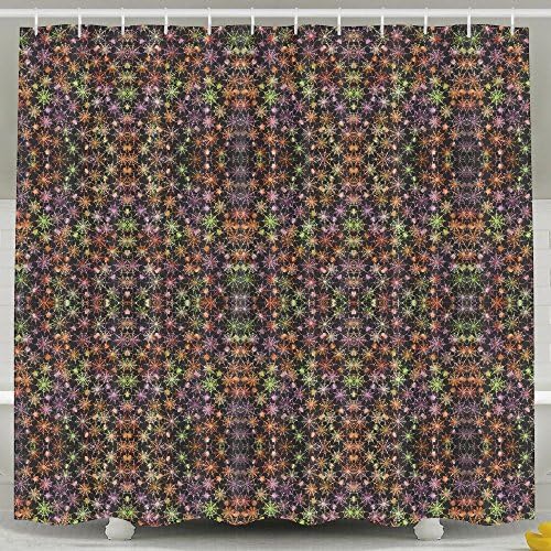 Colorful Spider Web Shower Curtain Fabric Bathroom Shower Curtain Set,72x60 Inch