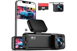 E-YEEGER Dash Cam Front and Rear, 4K+1080P Dual Channel Dash Camera for Cars with Night Vision, Mini Car Camera with 1.97” IPS Screen, G-Sensor, 24H Parking Mode, Loop Recording 32GB Card Included