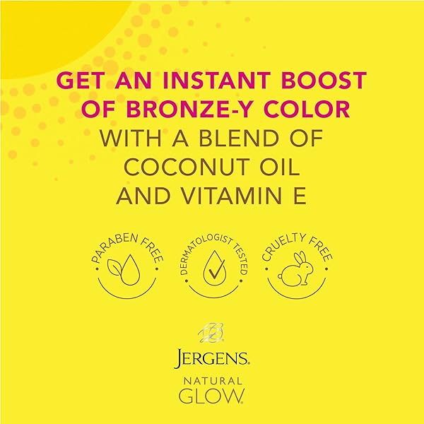 JERGENS NATURAL GLOW INSTANT SUN TANNING MOISTURIZER + BRONZER, LIGHTWEIGHT SUNLESS TANNING FOR NATURAL-LOOKING COLOR, DEEP BRONZE, 6 OZ